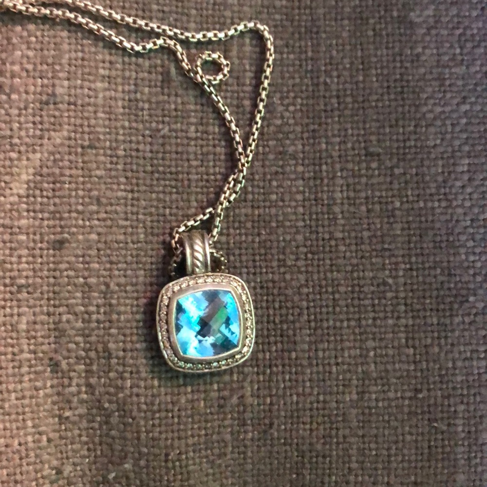 David Yurman 11mm Blue Topaz Diamond Pendant